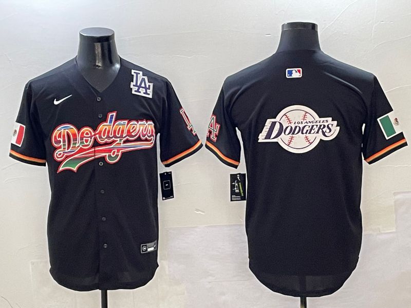 Men Los Angeles Dodgers Blank Black rainbow Nike 2025 MLB Jersey style 29